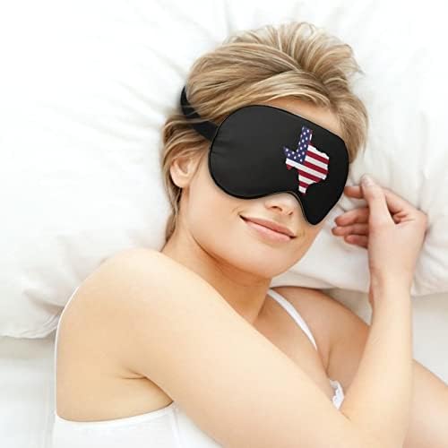 Тексас Мапа Со Американско Знаме За Спиење Маска За Очи Сенка За Очи Со Прилагодлив Ремен Врзани Очи За Патување Со Авион