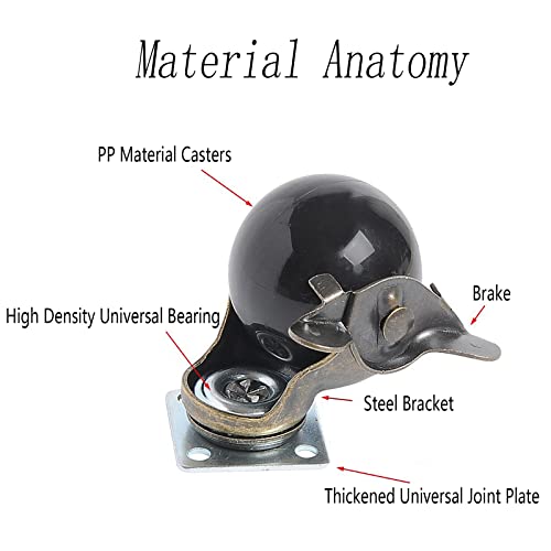 1.5 Тркалца За Тркала За Мебел, Тркалца За Мебел Комплет од 4 Со Сопирачки, Антички Вртлив Тркалце За Тркала За Мебел Кабинет