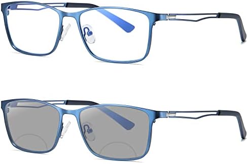 Mincl транзициски фотохроми бифокални очила за читање за мажи и жени, квадратни чисти УВ -очила за очила за сонце за заштита на очила за сонце 0 ~+4