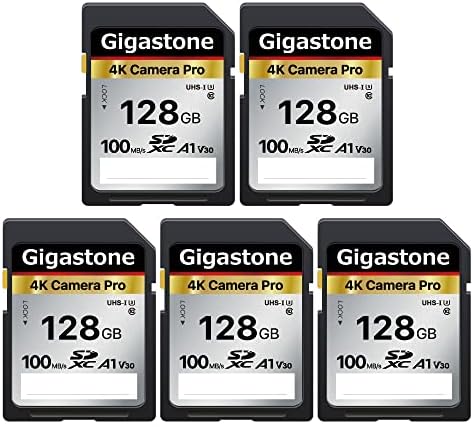 Gigastone 128gb 5-Пакет SD Картичка V30 SDXC Мемориска Картичка Со Голема Брзина 4K Ultra HD Uhd Видео Компатибилен Со Канон Никон Sony Pentax