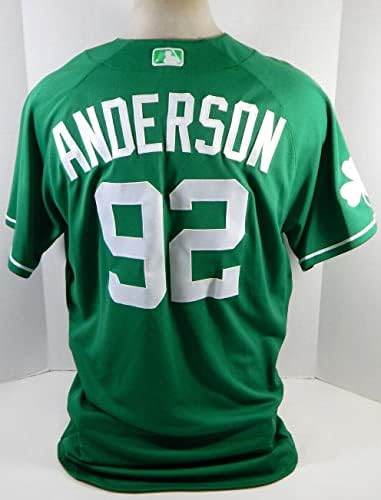 2020 година Детроит Тигерс Рик Андерсон 92 игра издадена Зелена Jerseyерси Св Патрик 48 909 - Игра користена МЛБ дресови