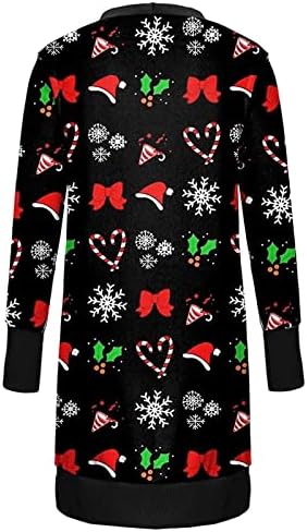 Грдите Божиќни џемпери за жени 2022 плус големина обична мода есен зимски кардиган со долг ракав отворен предниот фронт, смешни Божиќни кошули, графички празници за ?