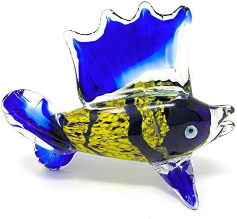 Кристал Xpress Нови 10 рачни разнесени сина и жолта тропска риба скулптура фигура | рачно изработена | пријатен дизајн и уникатни карактеристики