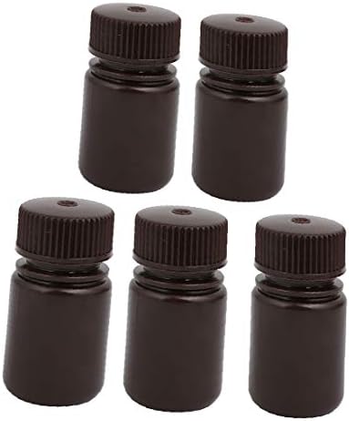 X-DREE 5pcs 32mm Дијаметар 60mm Висина 30ml Пластични Тркалезна Форма Шише Кафеава(5pcs 32mm Дијаметро 60mm Алтура 30 ml Ботела де пластико редонда