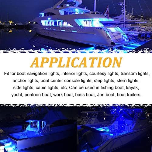 PSEQT LED светла за навигација со брод за навигација Морски ентериер учтивост Светло лента за палуби Трансмом за кокпит Осветлување 3,8 '' 6 LED 12V водоотпорна ламба w/јасни