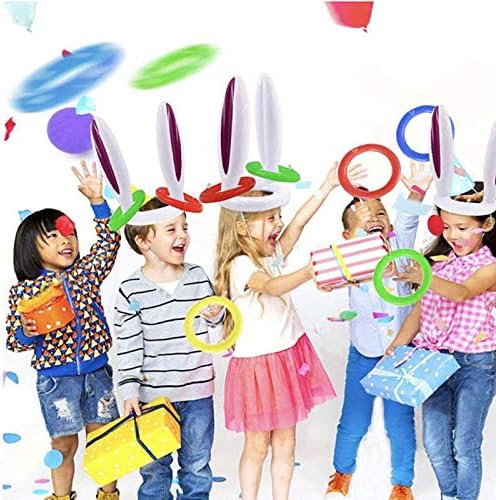 Велигденски надуени зајачиња уши прстенест игра, игра за уши на надувување на зајаци играчки за играчки за деца, фаворизирање