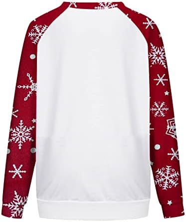 Божиќни Блузи За кошули За Жени Симпатични Ирваси Печатени Секојдневни Лабави Џемпери Со Пуловер Со Долги Ракави Дуксери Маици За Туника