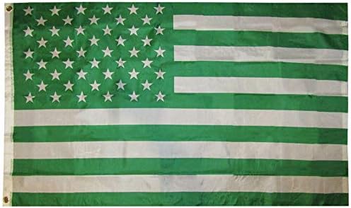 Американско големо Superstore 3x5 USA 50 etsвездени авиони зелени и бели 3'x5 'Премиум квалитетен знаме