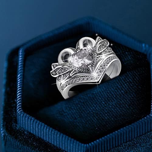 Двојка лебед loveубовен облик прстен геометрија кружен ринген прстен прстен прстен целосен дијамант цирконија солитер прстен 5 11 тинејџерски момчиња