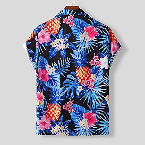 XXBR Хавајски кошули за мажи со краток ракав Алоха плажа кошула цветно летно летно копче надолу со кошули копче надолу со копче за кратки