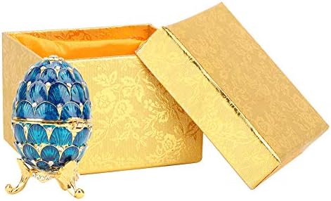 Кутија За ситници, Гроздобер Емајлирана Кутија За Организатор На Накит Во Форма На Велигденско Јајце За Декорација На Биро Идеја За Подароци