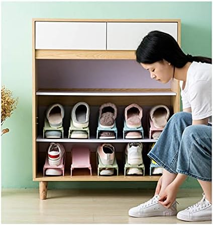 Htllt практични и удобни слотови за чевли Организатор прилагодливи лавици за чевли за заштеда на држачи за заштеда на просторот 4/6/8/10 сет, зелена, 10 парчиња сет