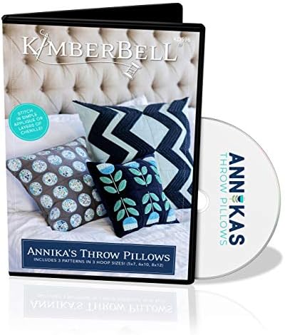Дизајн на везови за перници на Кимбербел Аника, 3 модели во 3 големини на обрачот, чекор-по-чекор упатства, готови големини: 14x14, 18x18 & 24x24 ”-Chenille, Appliuce, Tulip, Dot & Chevron