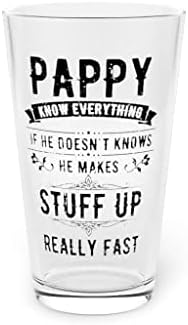 Пиво Стакло Пинта 16оз Смешен Папи Знае Сѐ Тато Комични Изреки Љубовник Хумористично Татковство