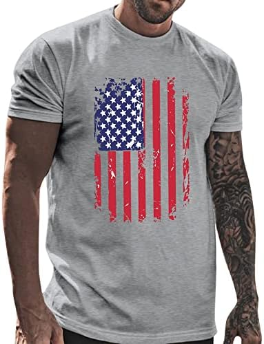 Маичка за Денот на независноста на мажите на Здфер, 4-ти јули, кошули со кратки ракави, американско знаме печати лето обичен екипаж на врвови на врвови