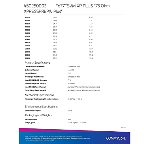 1000 'ft Reel RG6 Commscope F677TSVM XP плус црна коаксијална комуникациска кабел