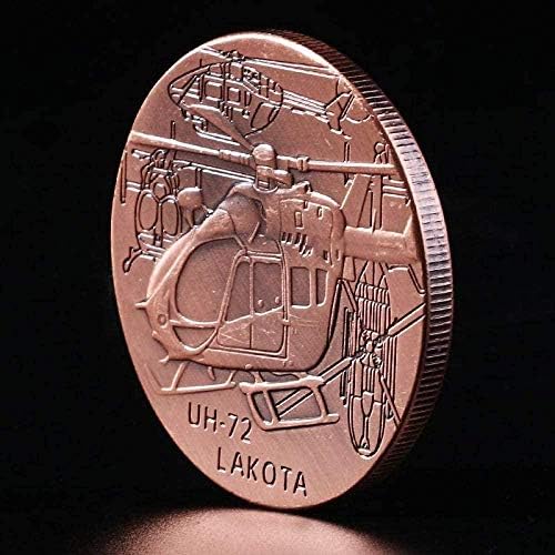 Американска армија UH-72 Lakota Helicopter Commorative Coin Fighter Transport Transport Workshorse Challent Coin Coin Red Bopper Copper Collectibles Тато/момче/сопруг засекогаш подарок