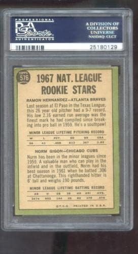 1967 Топпс 576 N. L. Rookie Stars Ramon Hernandez Norm Gigon PSA 4 оценета картичка - картички за бејзбол со плочи