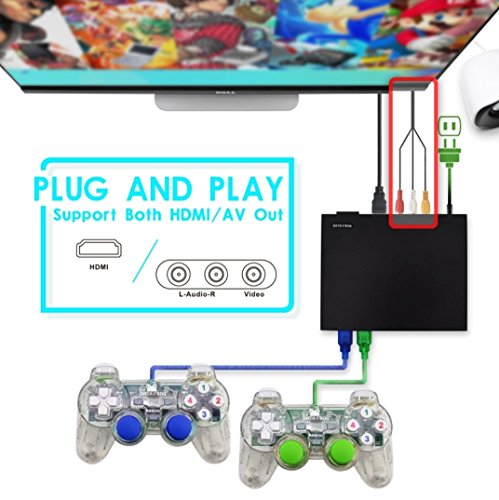 Класични конзоли за игри, 2018 Smart Classic изградено во 1000 игри, конзоли за ретро игри, 32 битни системи, 4 GB мемориски простор, 2 контролер, HDMI & AV, Подарок за деца
