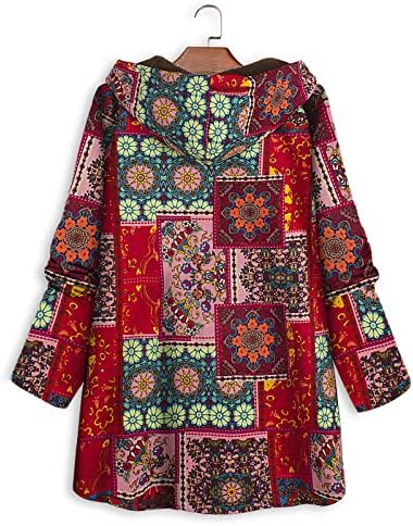 Loungewear Tunic Tunic Долга ракав јакна дами падне етнички палта печати удобно v вратот полиестер меко копче нагоре