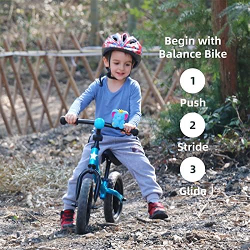Велосипед со рамнотежа од 12 инчи за 18months, 2, 3, 4 и 5 години момчиња и девојчиња - лесен велосипед за дете со прилагодлива лента и седиште - без велосипеди за педали за де