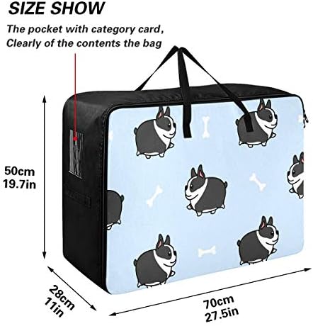 Торба за складирање на облека од емеливор подложена на ватенка - голем капацитет симпатична Бостон Териер кученце Модел Организатори торба