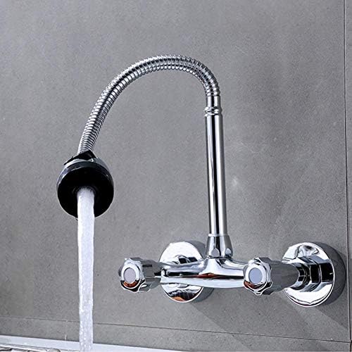 Двојна рачка wallид монтиран кујнски чешми градници со двојна дупка бања ладна и топла мијалник за мијалник за миење садови за туширање