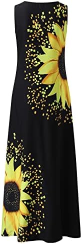Фустан за лизгање За Жени Жени Фустан Со Линија Макси Долг Фустан Цветен Печатен Џеб Без Ракави Долги Летни Фустани
