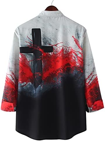 Wocachi 2022 Нови кошули за мажи есен зимски дизајнер со долги ракави копче надолу кошули со прскање-мастило печатени врвови на хавајски