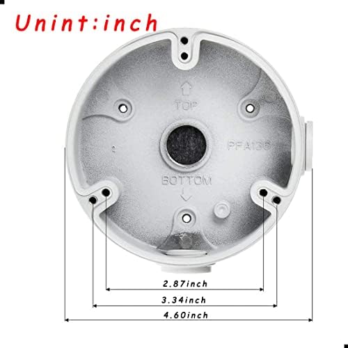 PFA136 Junction Box Алуминиум легура за Dahua Dome IP камера, IPC-HDW4433C-A, IPC-HDW4431C-A, IPC-HDBW1431E, IPC-HDBW4831E-ASE, HDBW1000/1200E, HDBW4100/4200/4300E