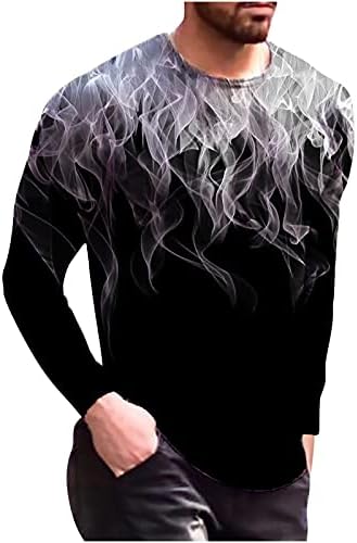 Маичка со долги ракави маица хип хоп графити печатење тенок екипаж на вратот на вратот на вратот на вратот, пулвер вратоврска за боење маички блуза