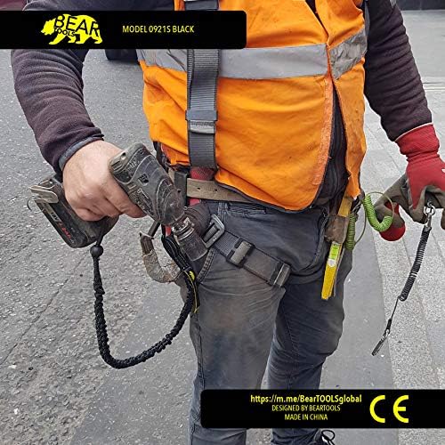 Lanyard на алатката BearTools со единечен карабинер и прилагодлив крај на јамката, стандардна должина, максимална ограничување на тежината