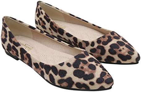 Холибана велур балетски чевли леопард рамни зашилени чевли за одмор чевли за жени