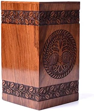 Тамана Роузвуд Урн за човечка пепел - Дрво на живот дрвена кутија - Персонализирана урна за кремирање за пепел рачно изработена голема дрвена