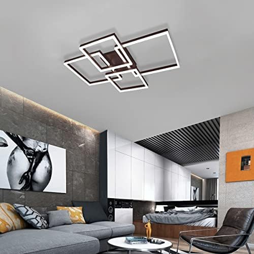 Jaycomey Модерната затемнета таванска светлина, LED Flush Mount Filing Lights, 2+2 квадрати акрилна таванска ламба за дневна