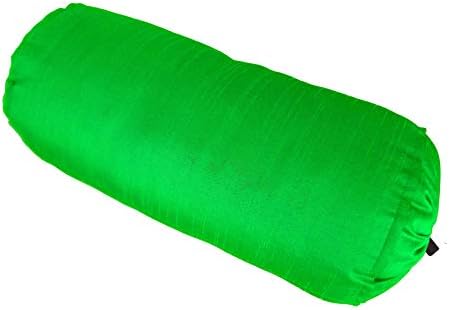 Зелена долга перница за перници - јога масажа тркалезно засилувач за креветот софа стол кауч салон полиестер 10 дијаметар x 28 долг