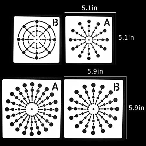 4 парчиња Мандала Точка Сликарство Матрици 8/12/16/20 Сегмент Креативни Мандала Шаблони Камен Матрици За Сликање Еднократно Цртање Матрици За Сликање На Дрво Ѕид Подни