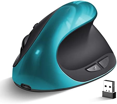 Водлфи Ergономски Глушец, Безжичен Глушец На Полнење Вертикални Глувци Со USB Приемник Мал Глушец со 6 Копчиња 800/1200/1600 Dpi Компјутерски