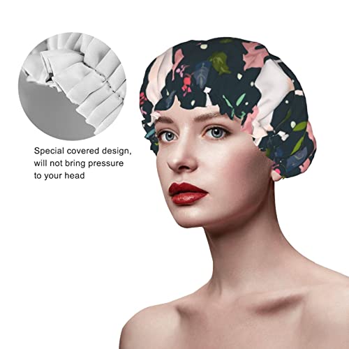 Womenените што можат да се користат затегнати полите на косата, акварел на еднорог, цветни двојни слоеви, водоотпорна капа за бања со капа