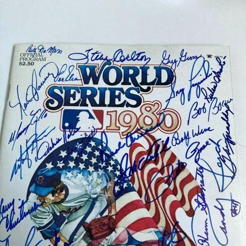 1980 Тимот на Филаделфија Фили ја потпиша програмата за светска серија 35 SIGS JSA COA - MLB автограмираше разни предмети