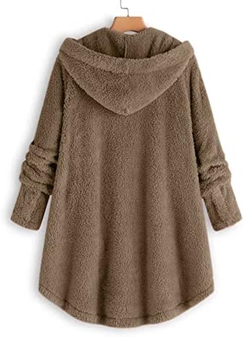 Ndvyxx Зимски палта за жени обична руно јакна топло мека надворешна шерпа поставена дебела палто за надворешна облека со џебови