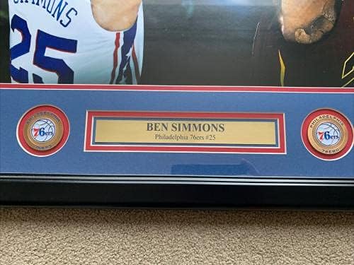 Бен Симонс Автограм потпиша 76ers 20x24 Фото наспроти Леброн Jamesејмс Рамка Горна палуба - Автограмирани НБА фотографии