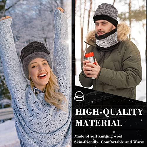 6 парчиња зимска шамија и ракавици поставени за мажи и жени плетете го слабиот руно, капачето капаче, руно, потопло на допир на допир на допир на допир на допир на доп