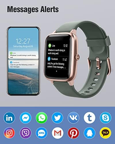Asiameng Паметен часовник за iOS и Android телефони IP68 водоотпорен, часовник за фитнес тракер со срцев ритам/чекори за спиење чекори за калории контра смарт часовник за мажи