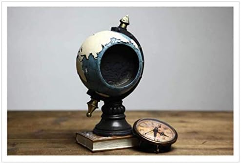 Liushi Home Retro Globe занаети, модели на смола глобус, домашни часовници, десктоп украси, H24cm