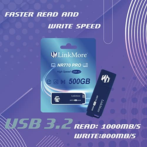 LinkMore NR770 250GB USB 3.2 Gen2x1 Флеш Диск, Брзина На Читање ДО 1000mb/s, Брзина На Пишување ДО 800MB/s, Погон На Палецот