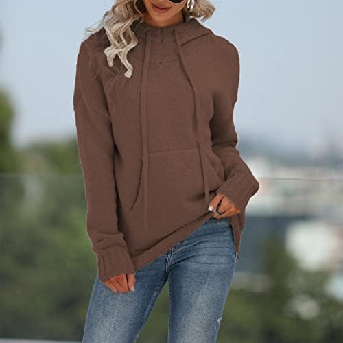 Oversенски преголеми џемпери есен и зимска цврста боја џеб со топол џемпер врвен кенгур џемпер обвивка