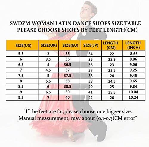SWDZM женски латински танцувачки чевли Стандардна сала за салса за салса вежба за перформанси за танцување чевли, модел YCL354
