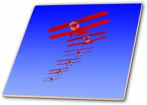 3дроза Модерна авијациска уметност на биплани кои летаат во формација на небото. - Плочки