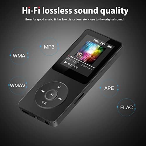 MP3 плеер, музички плеер со 32 GB микро SD картичка, зграден звучник/фото/видео репродукција/FM радио/читач на гласови/читач на е-книги,